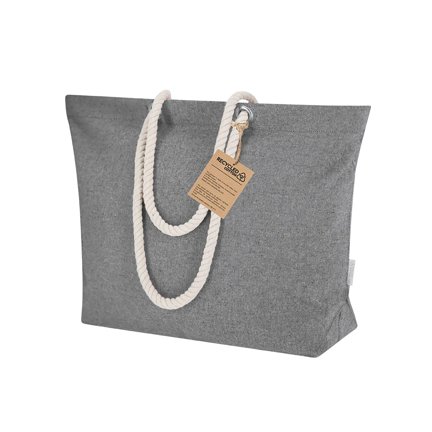 Tas Eco – Gerecycled katoen | 220 g/m² | Gevouwen bodem | Gevlochten handgrepen