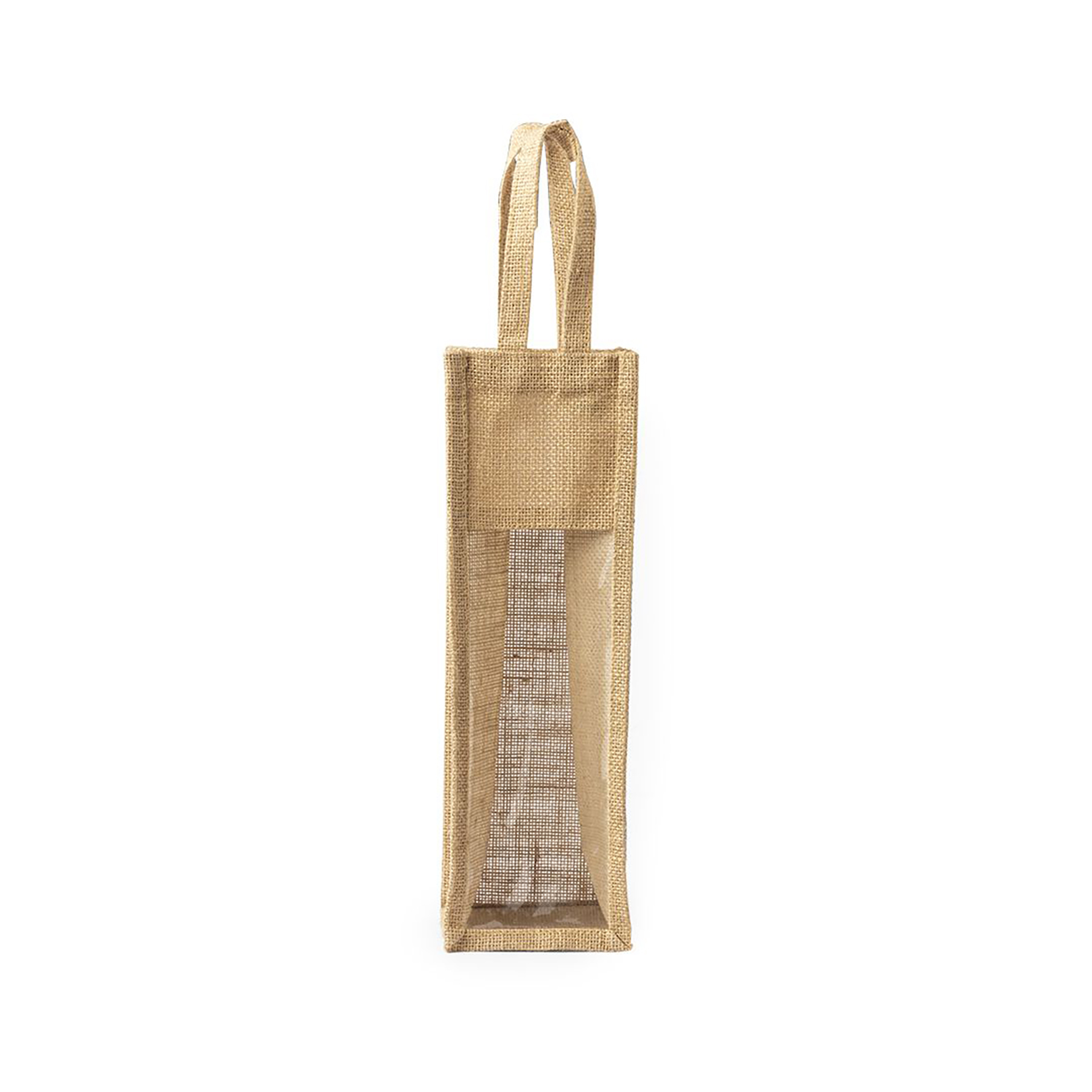 Sac vin - Jute laminée | Fenêtre transparente | Poignées renforcées