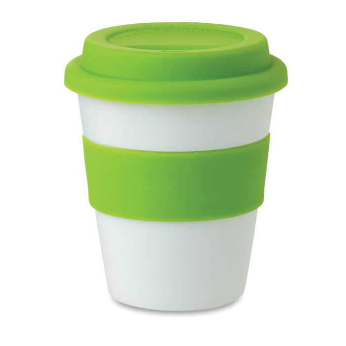 Tazza da caffè da asporto - 350 ml | Plastica e silicone | Stampa su pneumatico o tazza