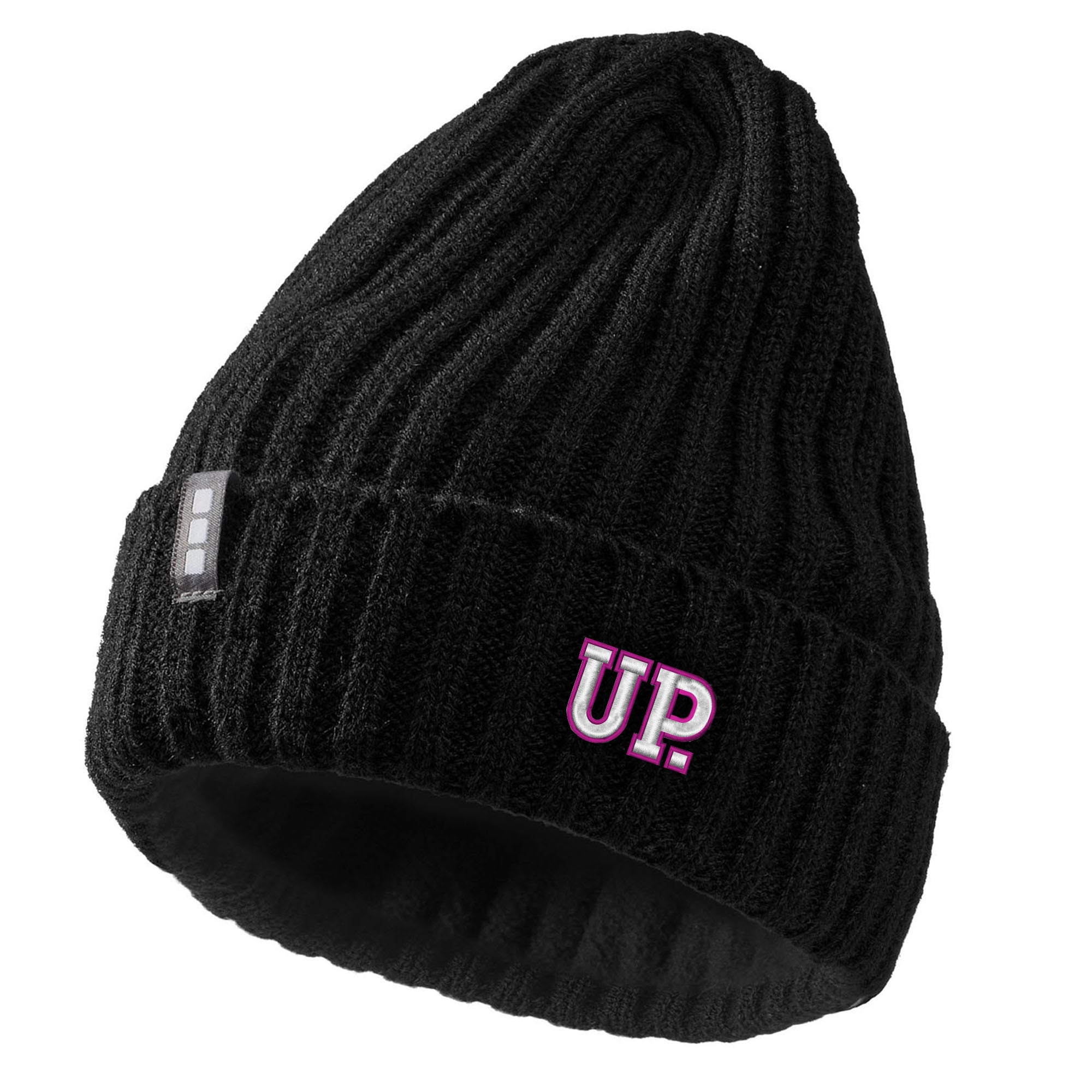 Ribgebreide muts Loek - Acryl | Met fleecevoering | Borduring