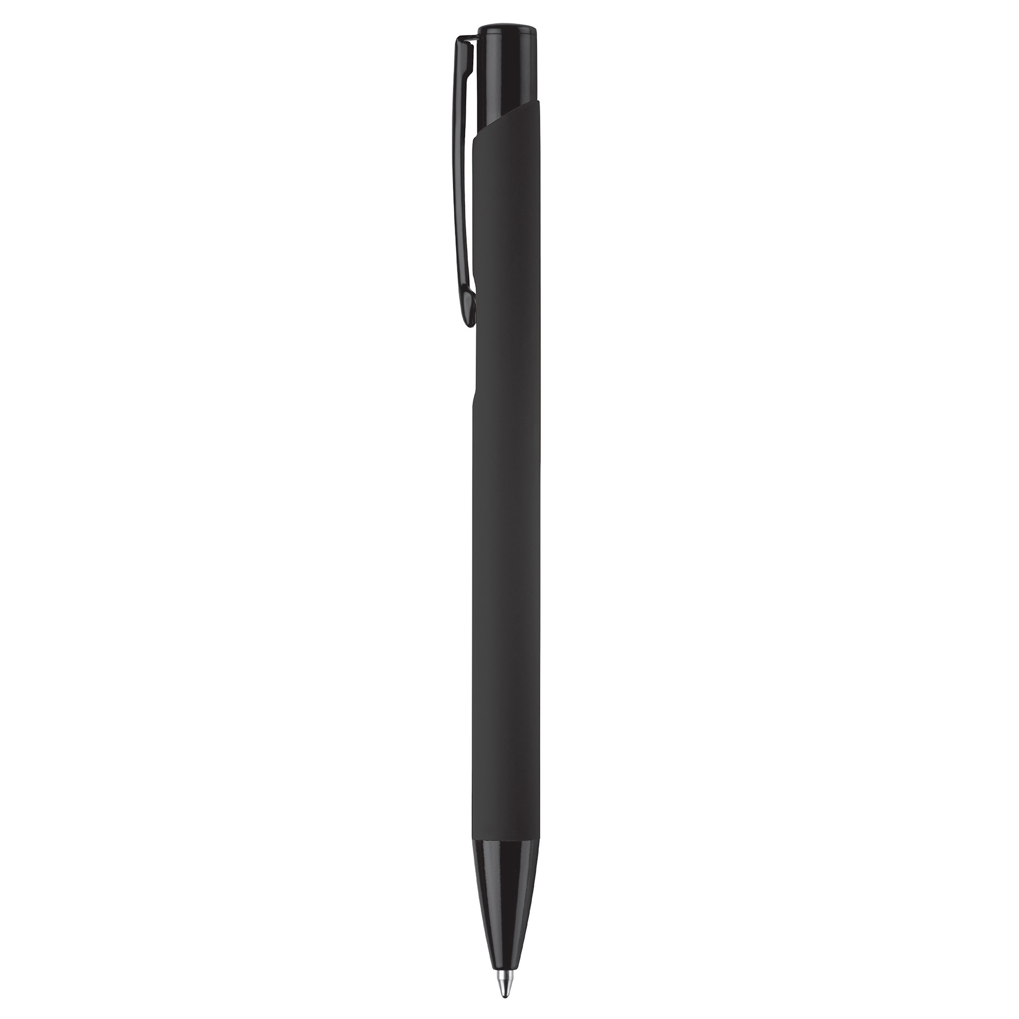 Rubberised metalen balpen – Soft-touch | Matte afwerking | Blauw schrijvend