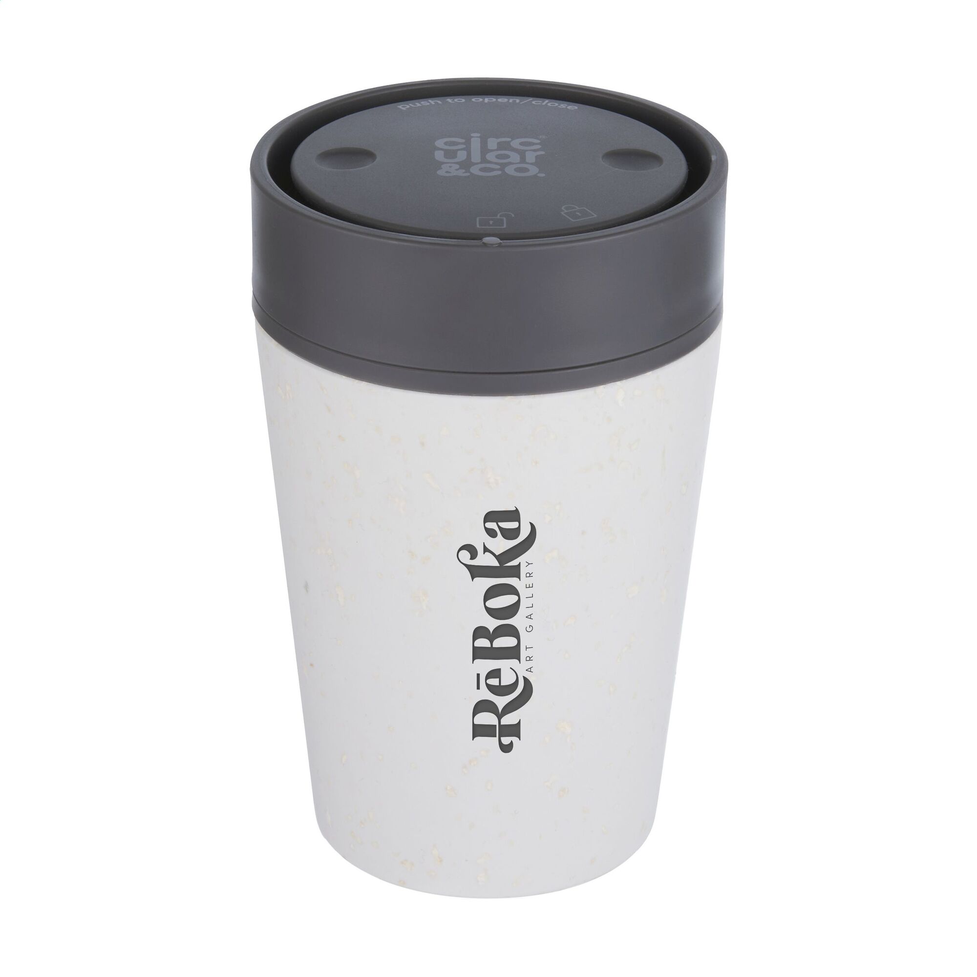 Circular&Co® Becher Black - 227 ml | Recycelt | Schwarz + Farbiger Deckel