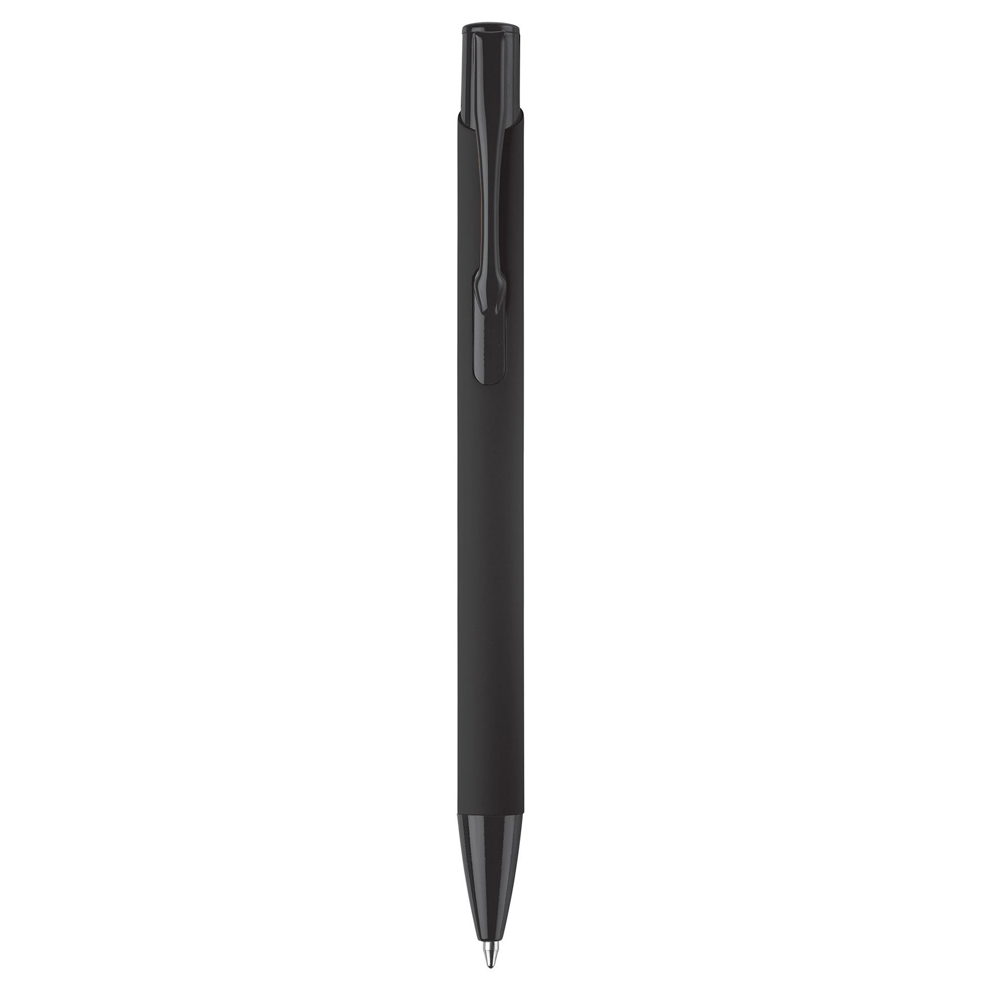 Rubberised metalen balpen – Soft-touch | Matte afwerking | Blauw schrijvend
