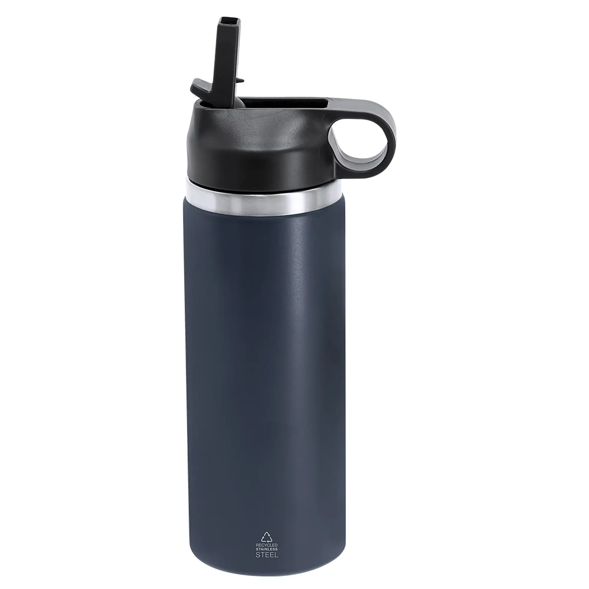 Trinkflasche – Recycelter Edelstahl | 500 ml | Doppelwandig | Trinkhalm & Griff | Isolierend