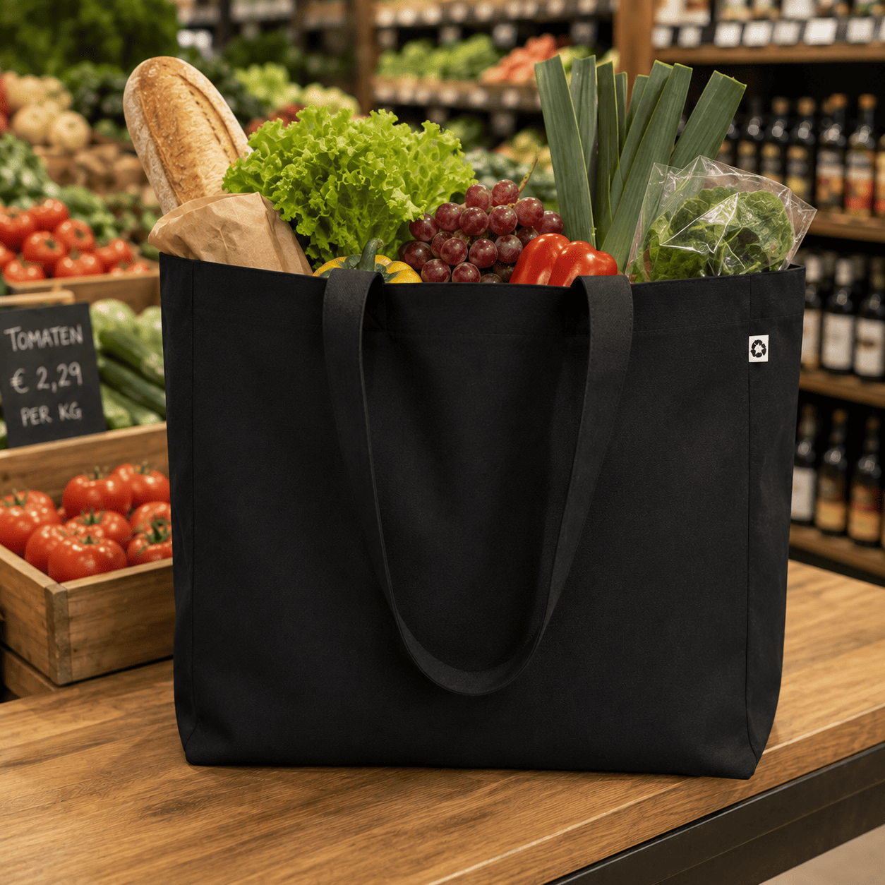 Sac de courses | Coton | 50% recyclé | Jusqu'à 4 couleurs d'impression