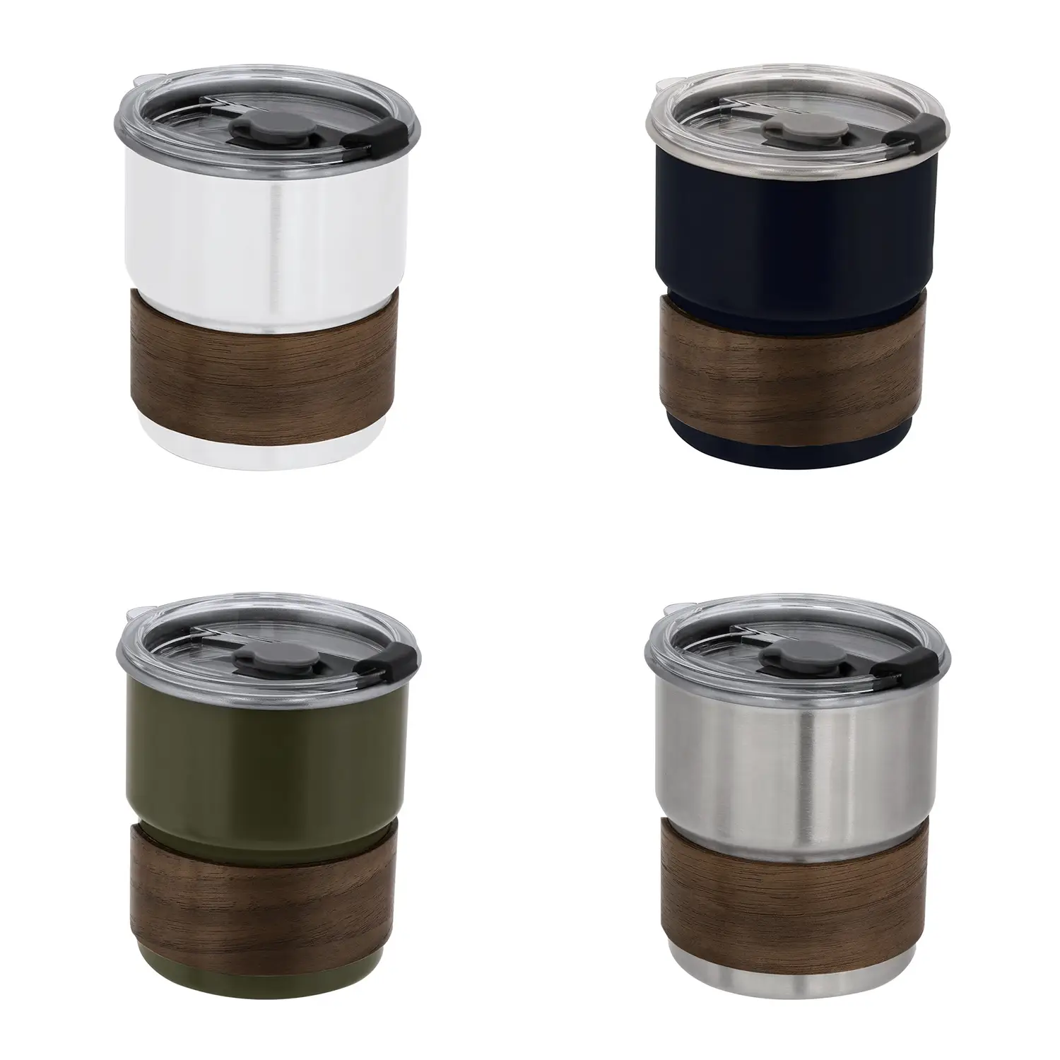 Trinkbecher – 250 ml | Edelstahl | Holzdetail | BPA-freier Deckel