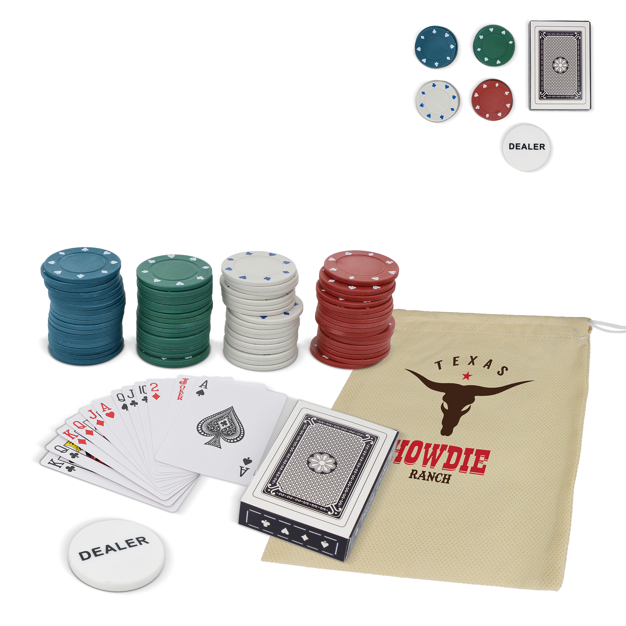 Set de poker – Boîte 2-en-1 | Avec cartes | 100 jetons | Finition luxe