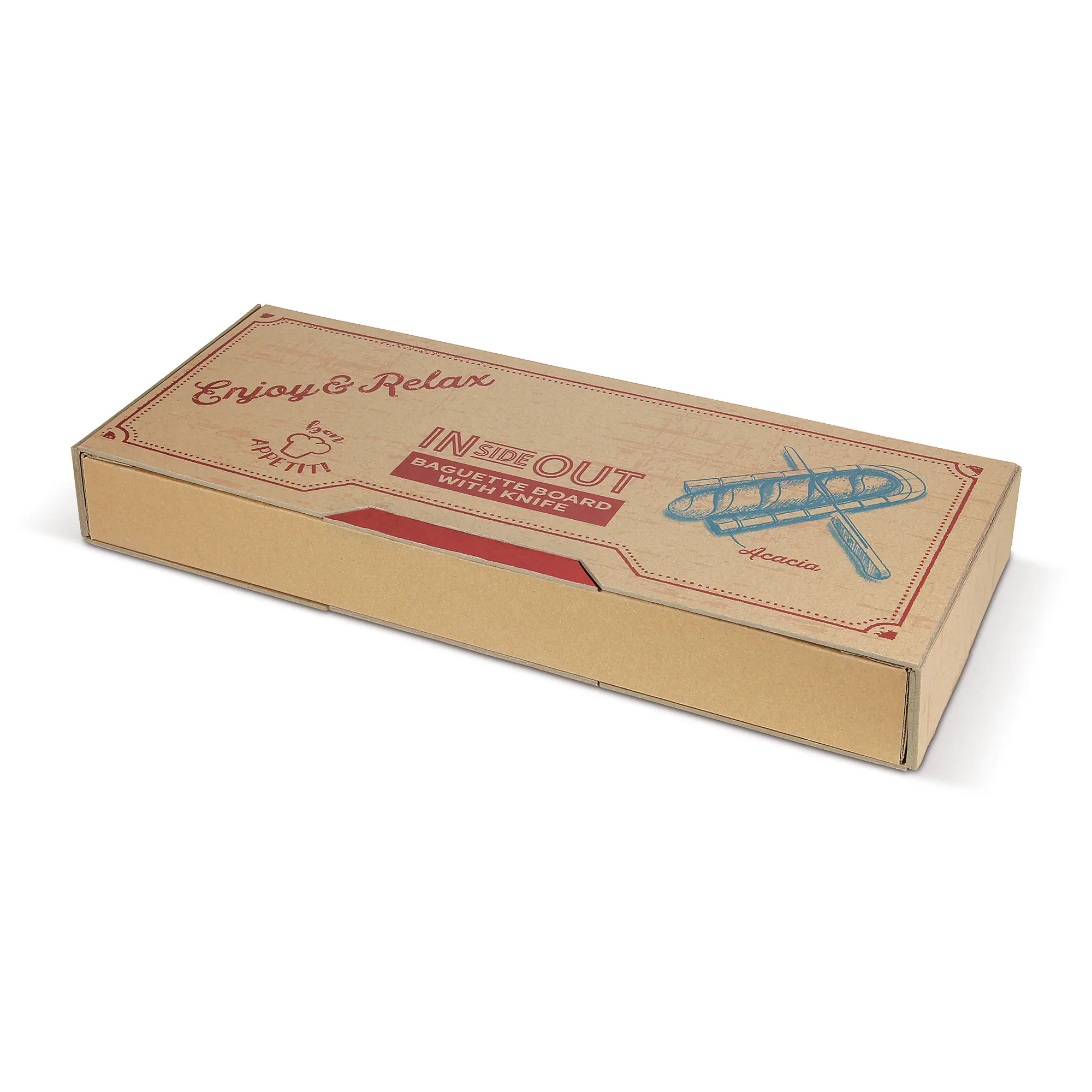 Baguette‑Halter – Akazienholz | Messer inklusive | Geschenkverpackung
