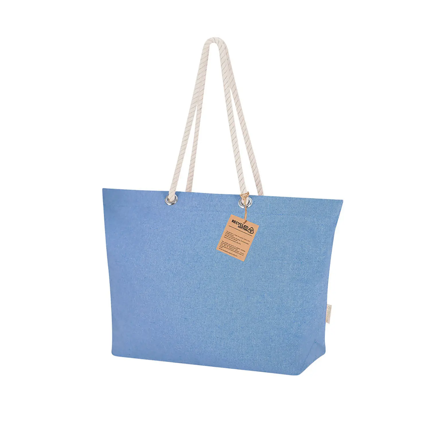 Tas Eco – Gerecycled katoen | 220 g/m² | Gevouwen bodem | Gevlochten handgrepen