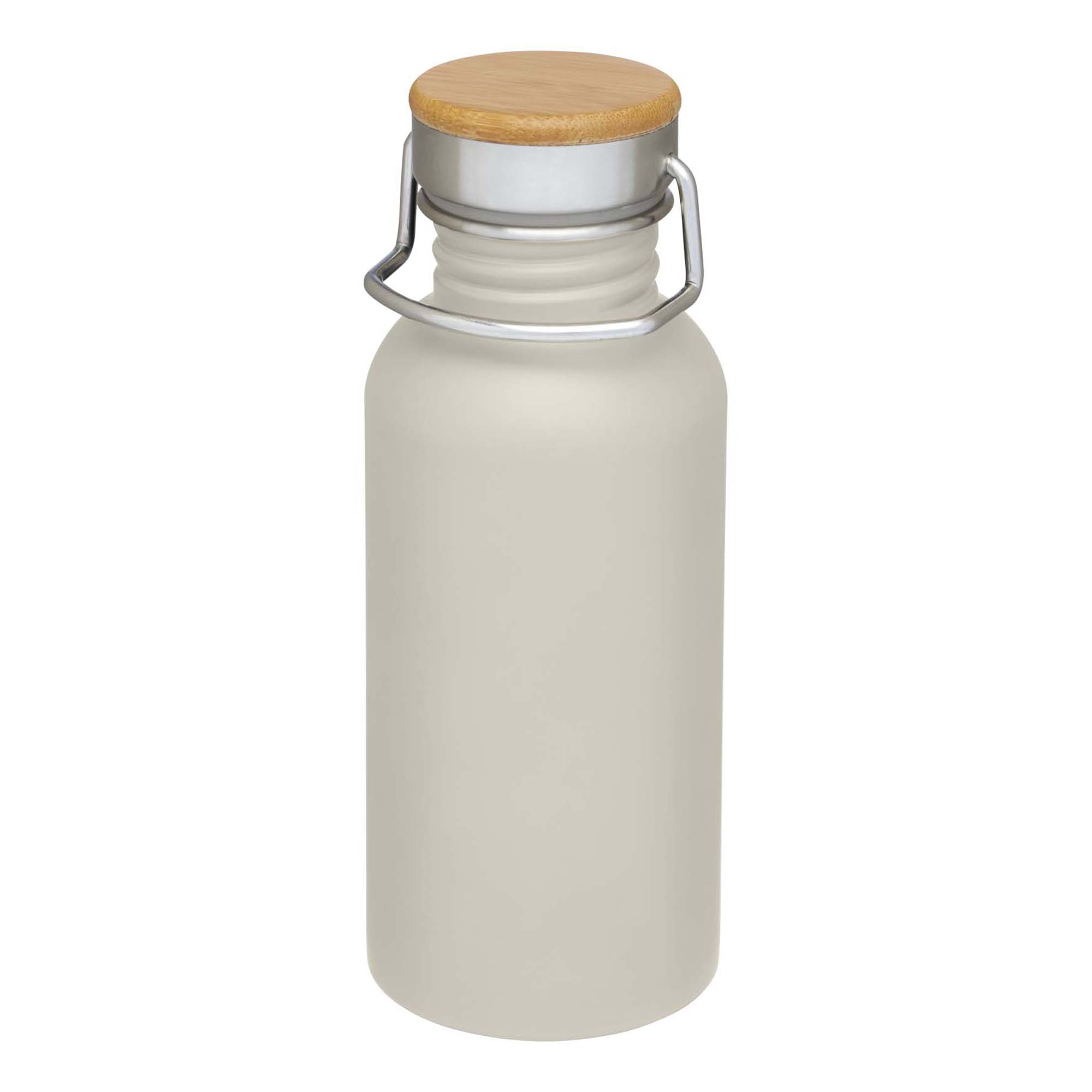 Bouteille – 550 ml | Acier inox simple paroi | Bouchon en bambou | Anse de transport
