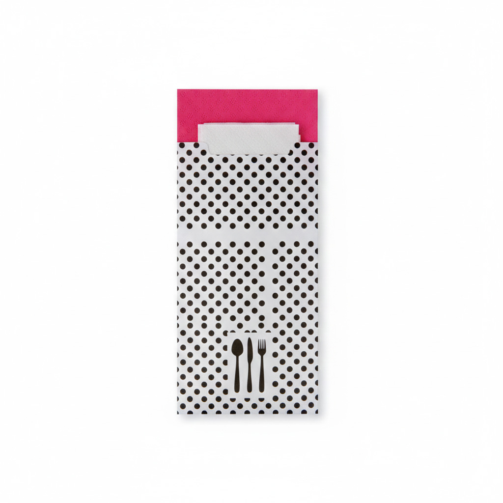 Pochette à couverts sans plastique – Avec serviette | Recyclable | FSC® | Fabriquée en Allemagne