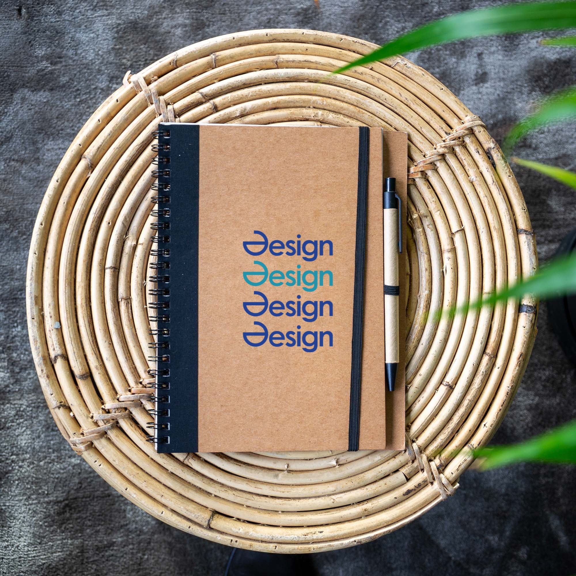 Cahier à anneaux avec stylo - A5 | Carton recyclé et papier FSC