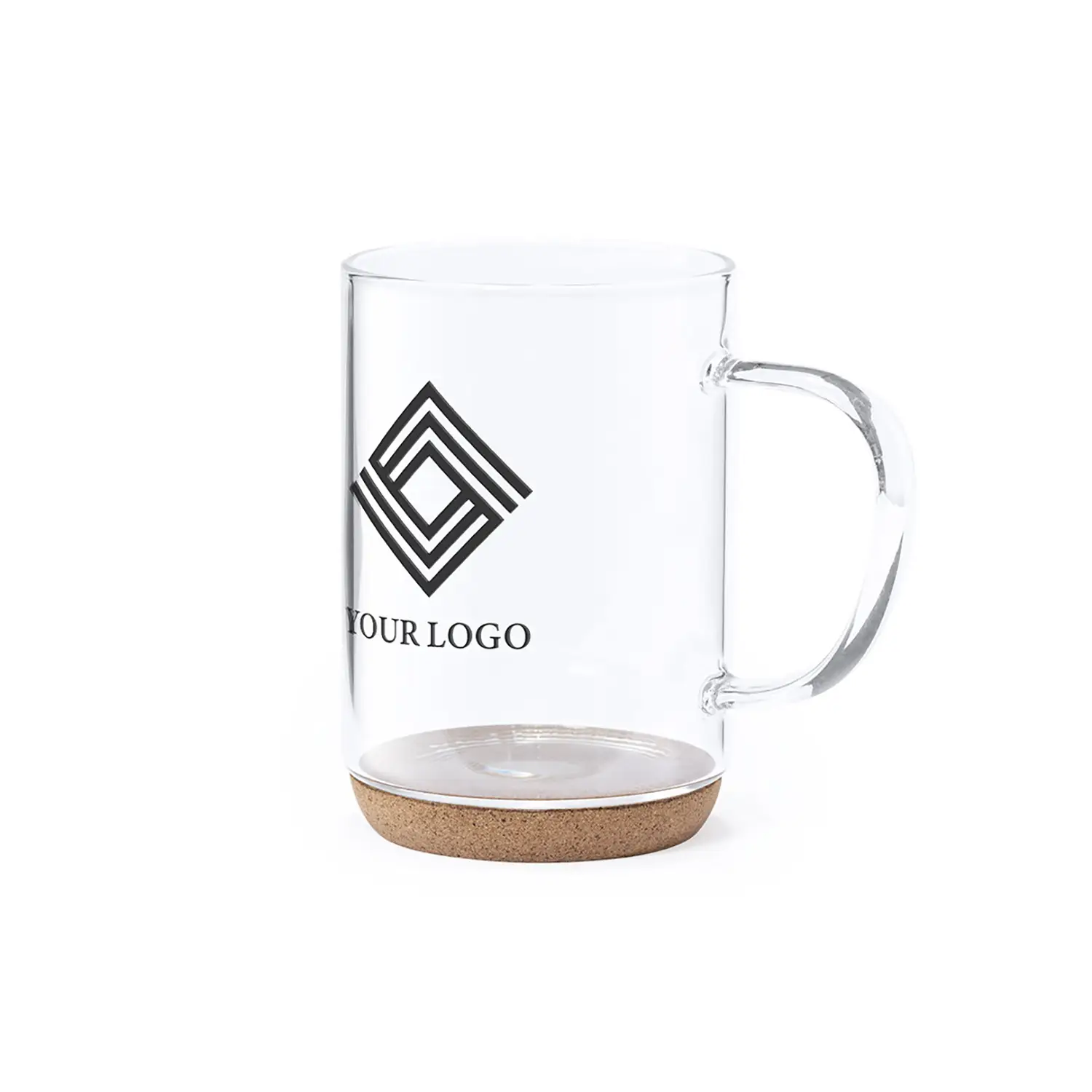Tasse en verre avec bande de liège – 450 ml | Résiste à la chaleur | Réutilisable | Toucher naturel