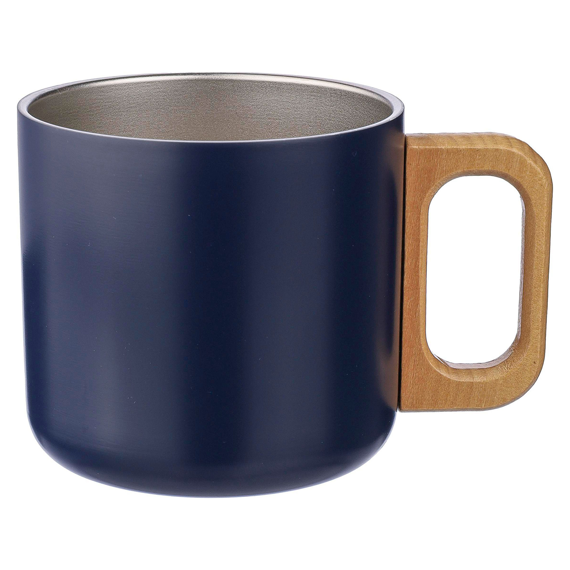 Beker Enzo – 400 ml | Gerecycled RVS | Dubbelwandig | Houten handgreep