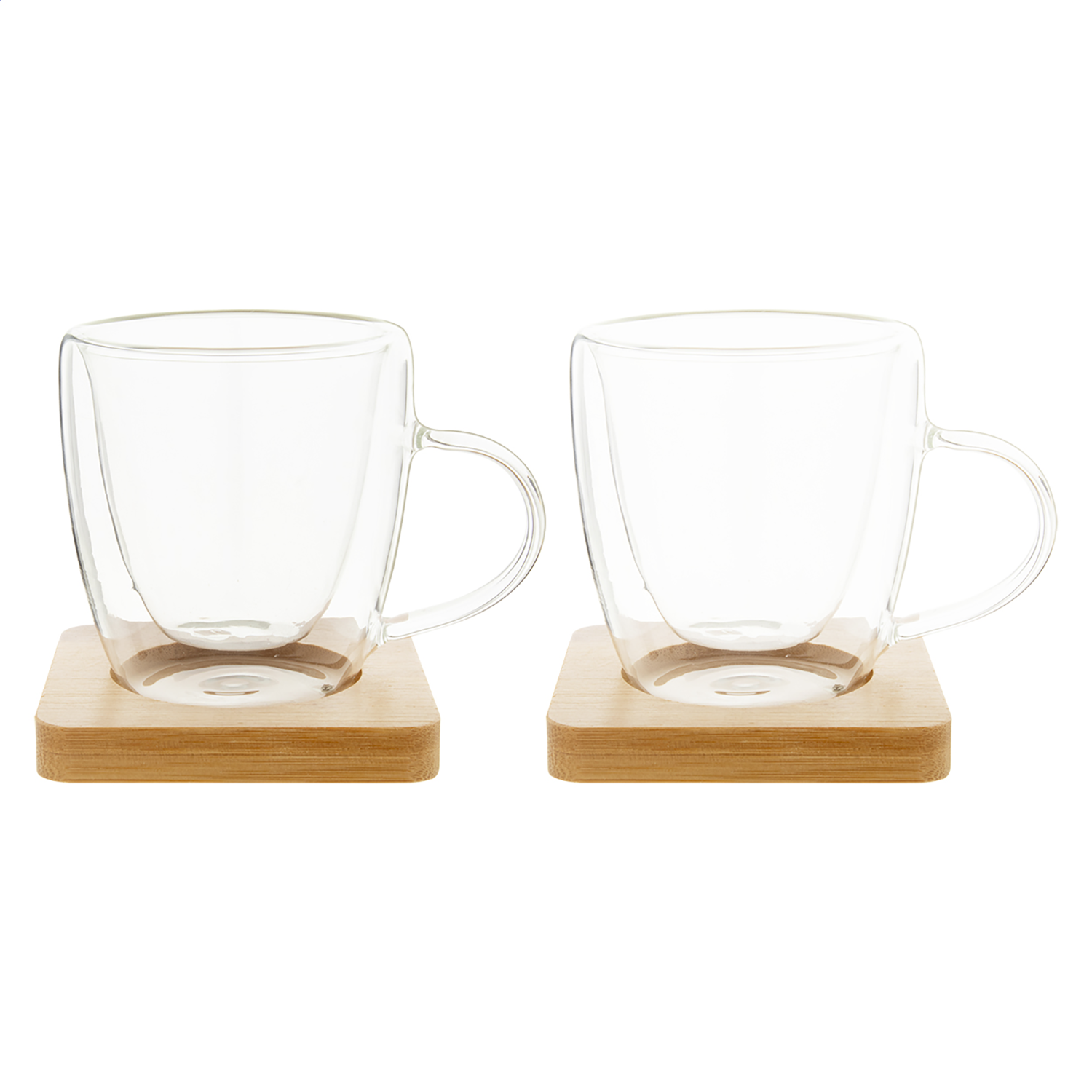 Set de tasses à expresso – Double paroi | Sous-tasses en bambou | Lot de 2