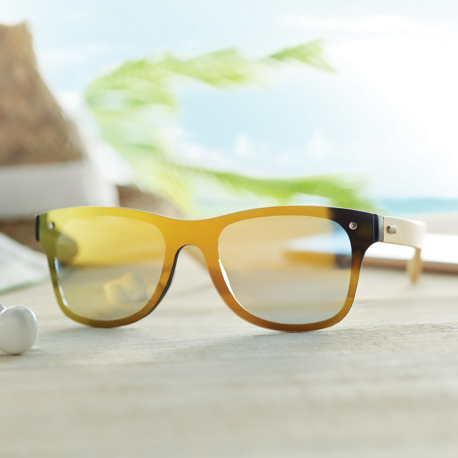 Öko-Sonnenbrille | UV400 | Farbige verspiegelte Gläser | Bambusrahmen