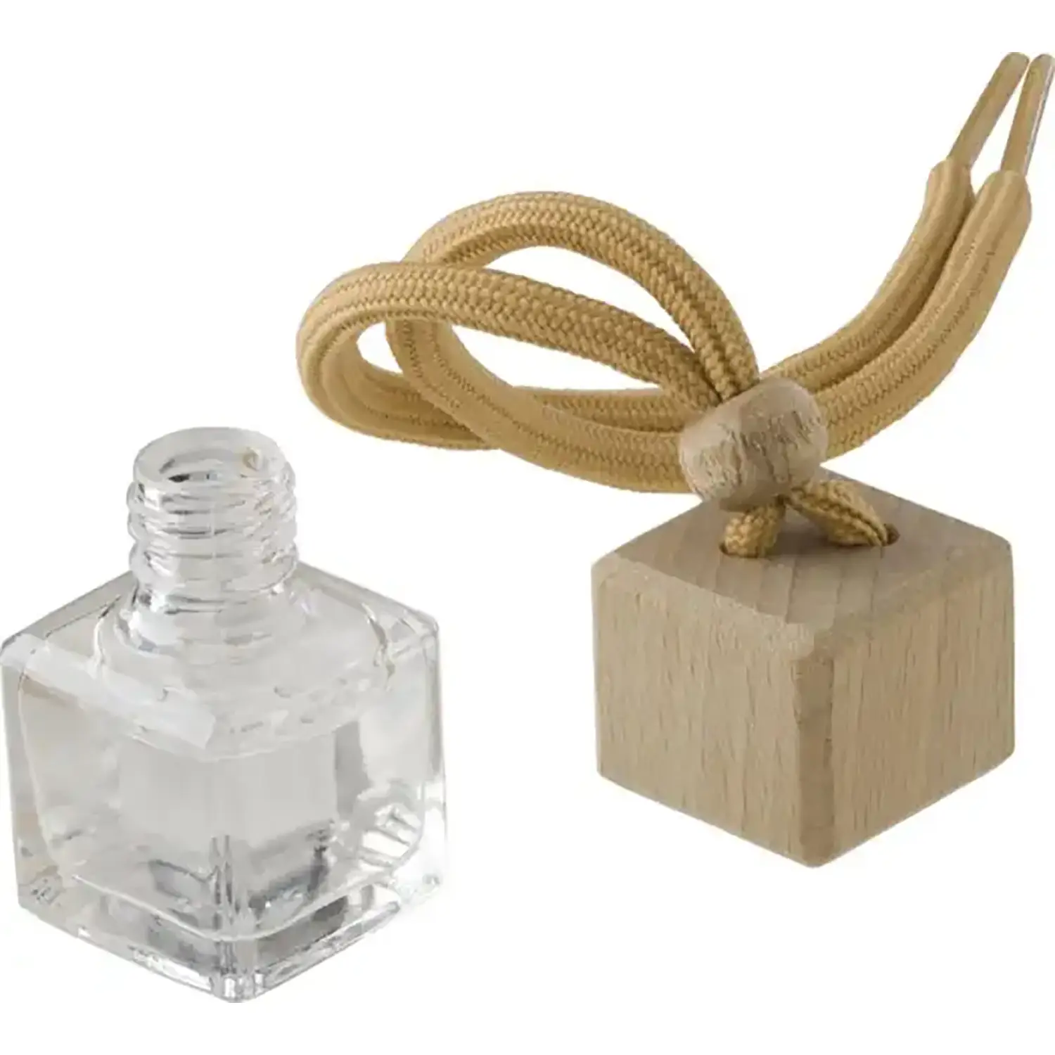 Désodorisant voiture rechargeable – Verre | Bouchon bois | Avec parfum | Réutilisable