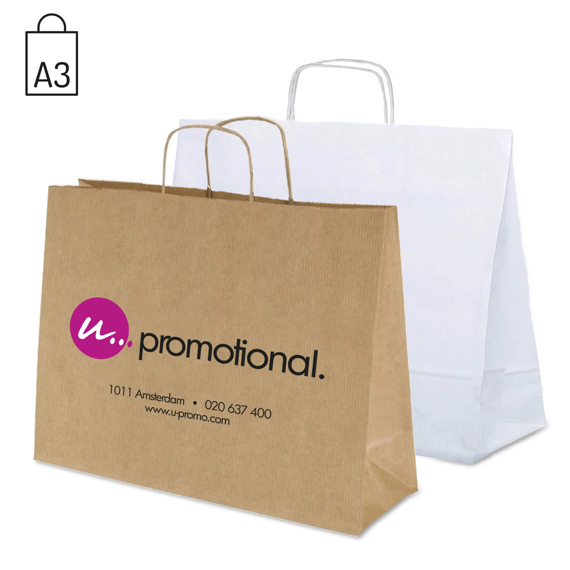 Papier-Shopper Jolin - A3 | 54x14x44 cm | Weiß/Braun