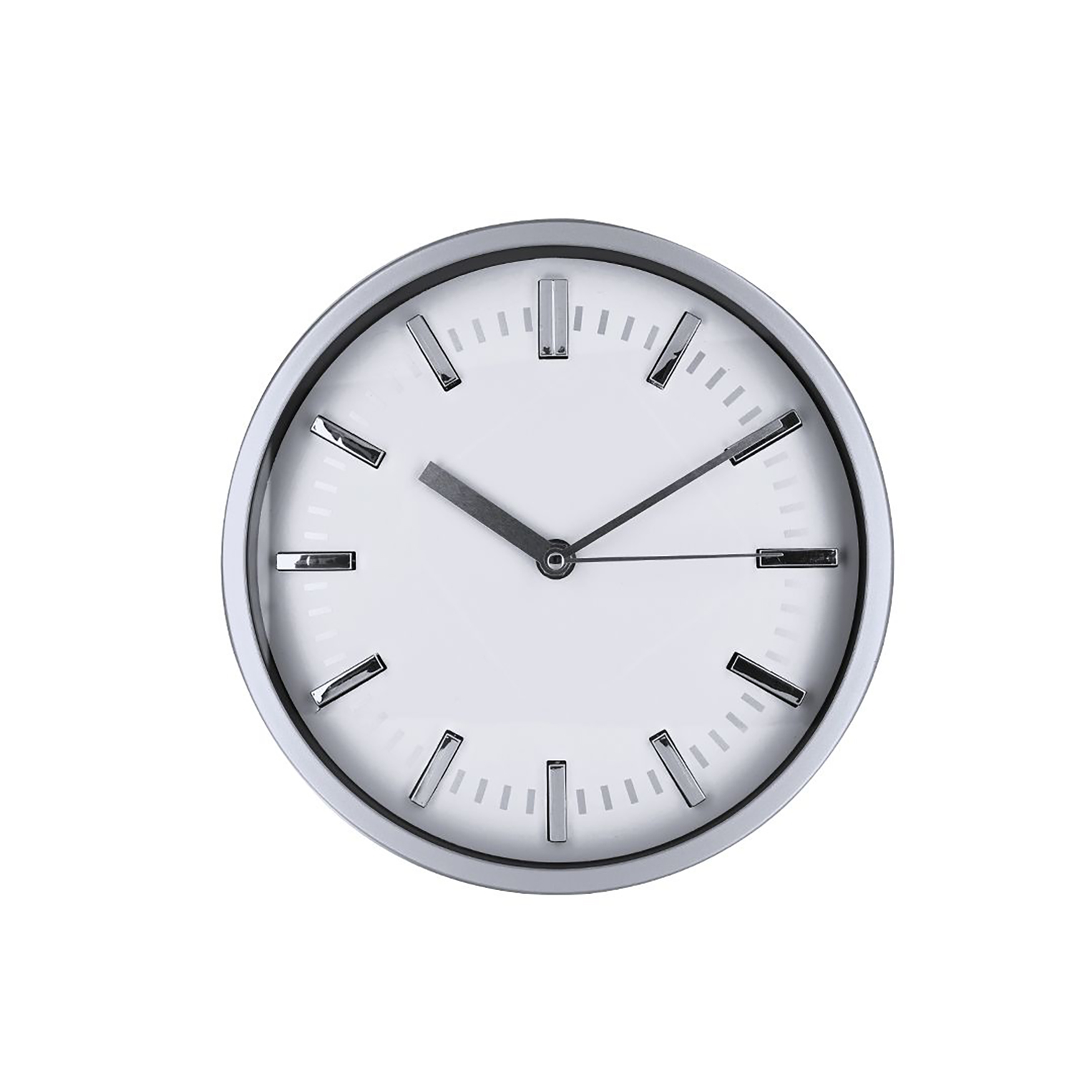 Wanduhr - Aluminiumgehäuse | Glasfront | Silberfarbene Markierungen