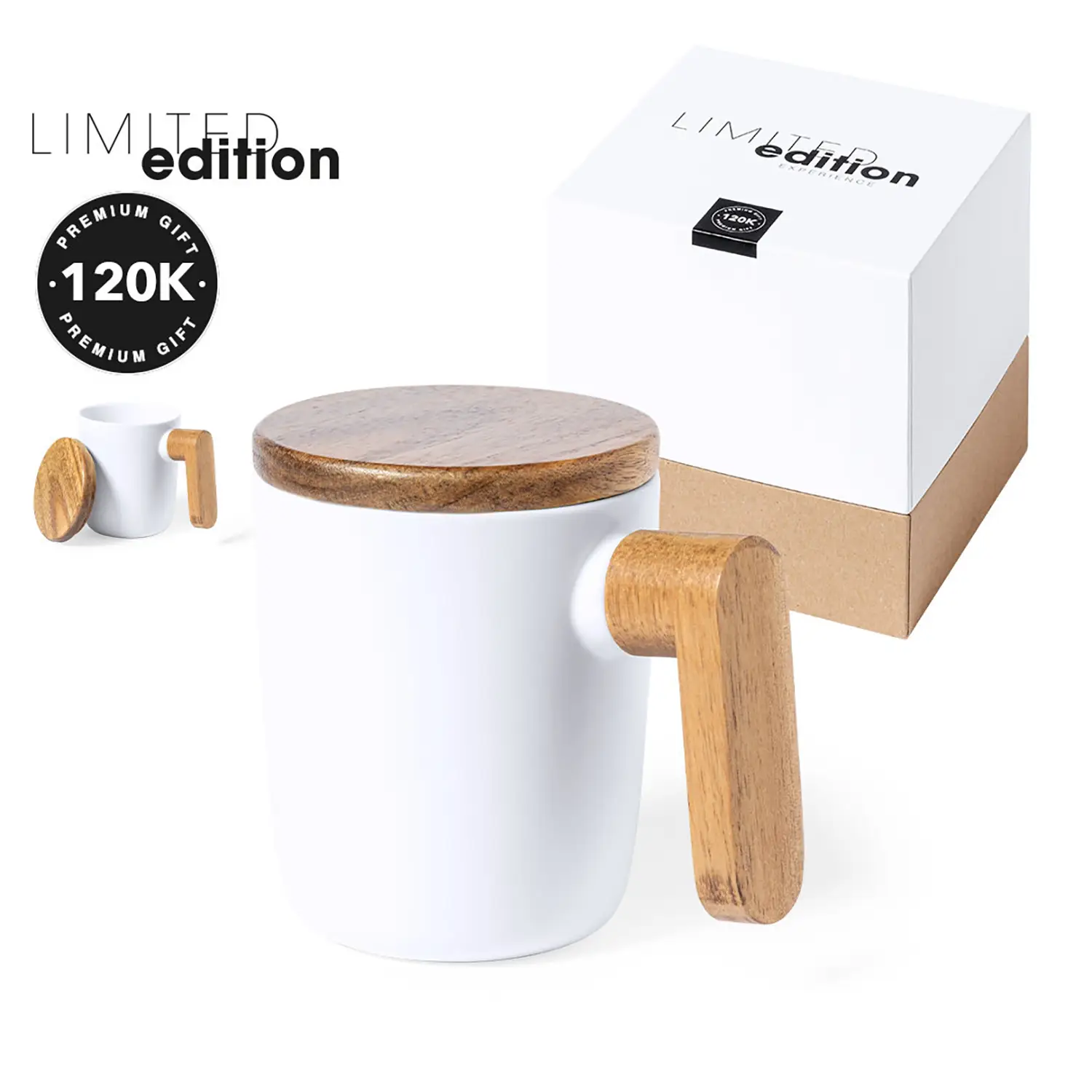 Tazza in ceramica con dettaglio in legno – 350 ml | Edizione limitata | Riutilizzabile | Elegante