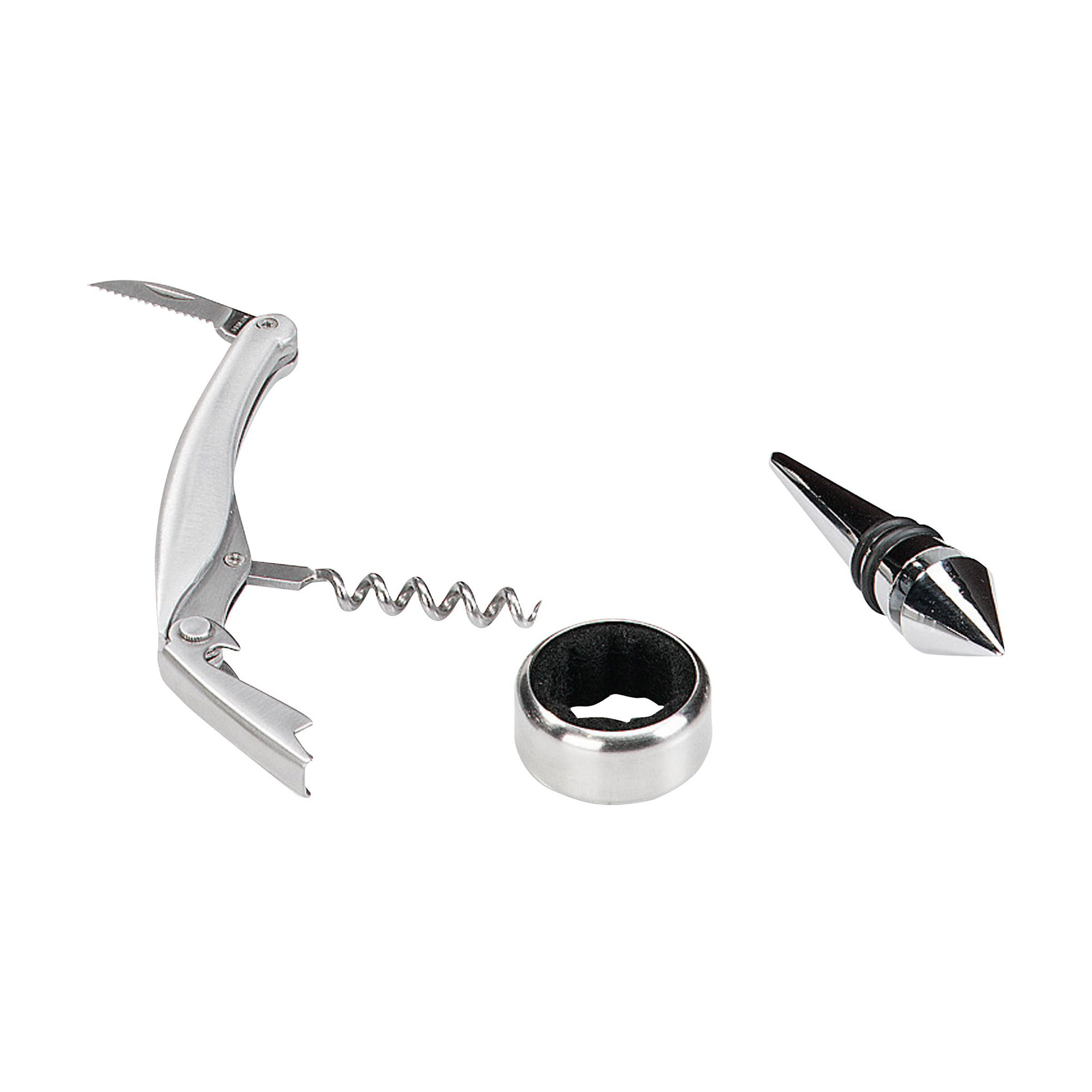 Wijnkist Lio – Hout | Met druppelvanger | Flessenstop | RVS kelnermes | Cadeautip