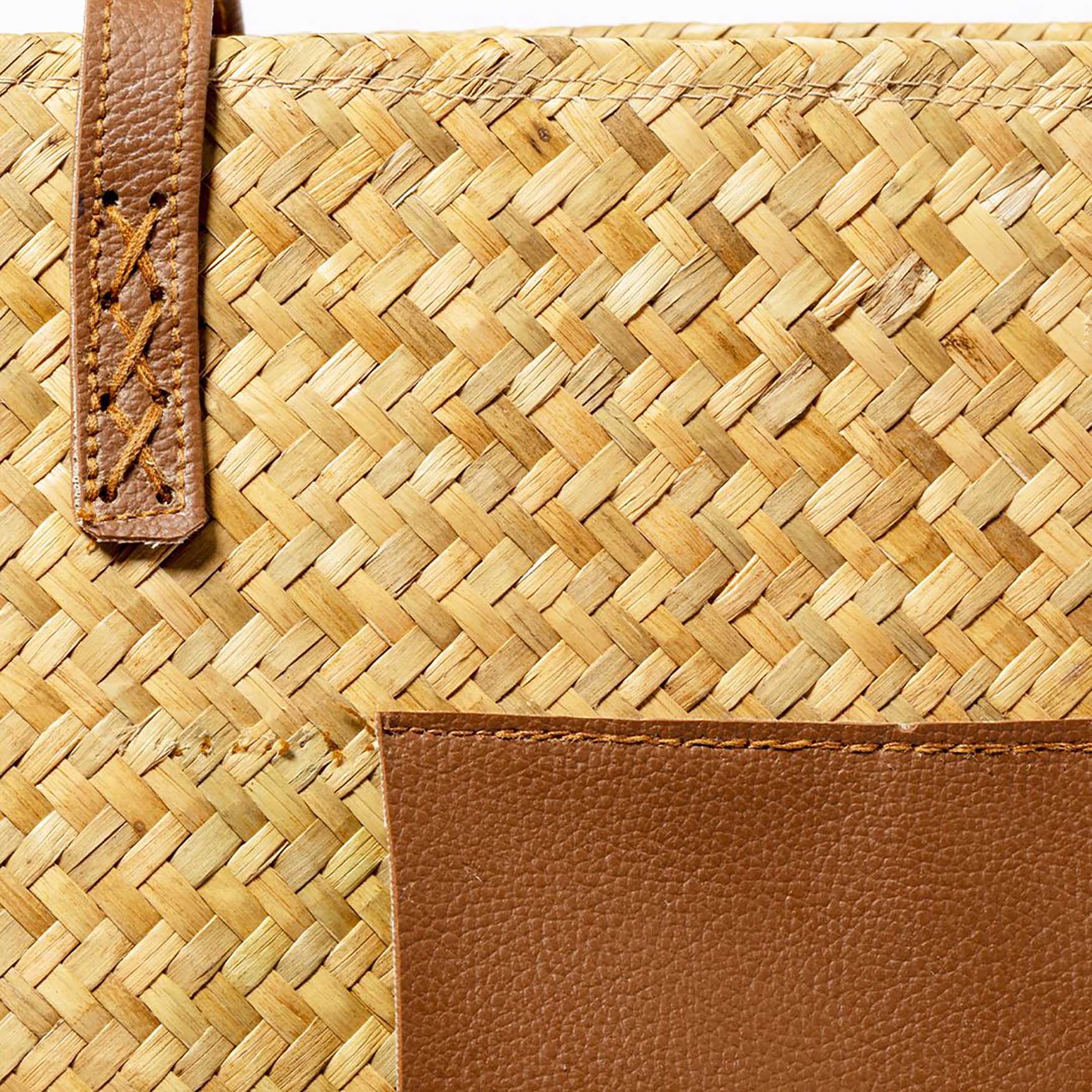 Tas Mila - Stro | PU handgrepen | Groot formaat
