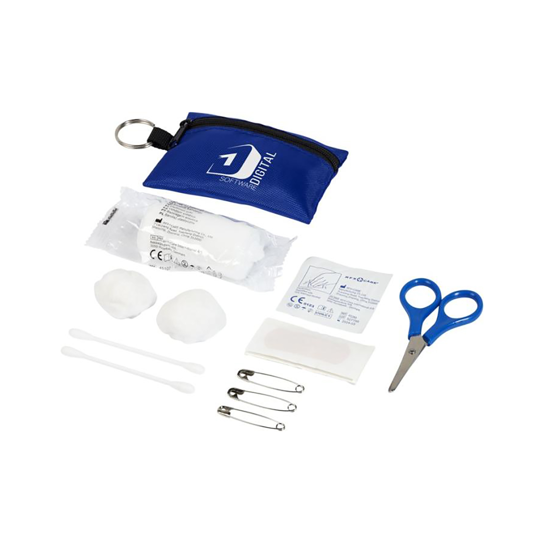 Kit di pronto soccorso - Compatto e portatile | 16 pezzi | Astuccio in poliestere 420D con portachiavi