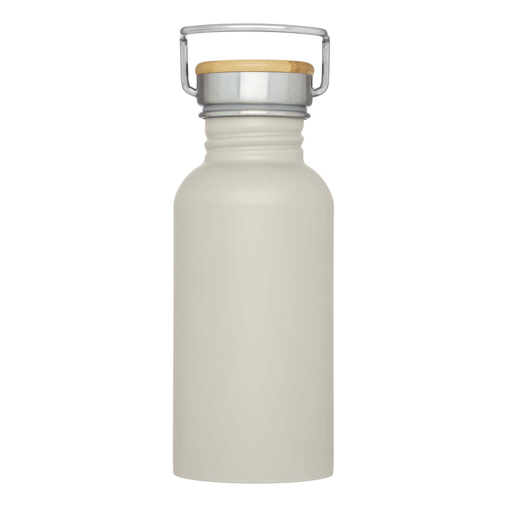 Bouteille – 550 ml | Acier inox simple paroi | Bouchon en bambou | Anse de transport