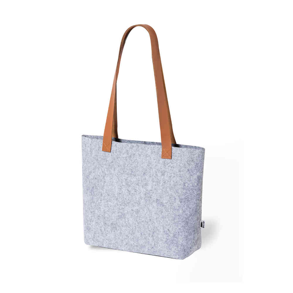 Vilten shopper Shania - RPET| 40x15x42 cm | PU leren handgrepen | 1 kleur bedrukking