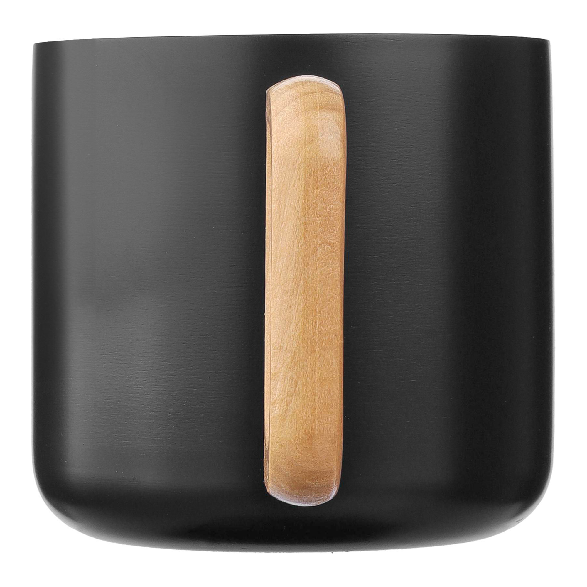Beker Enzo – 400 ml | Gerecycled RVS | Dubbelwandig | Houten handgreep
