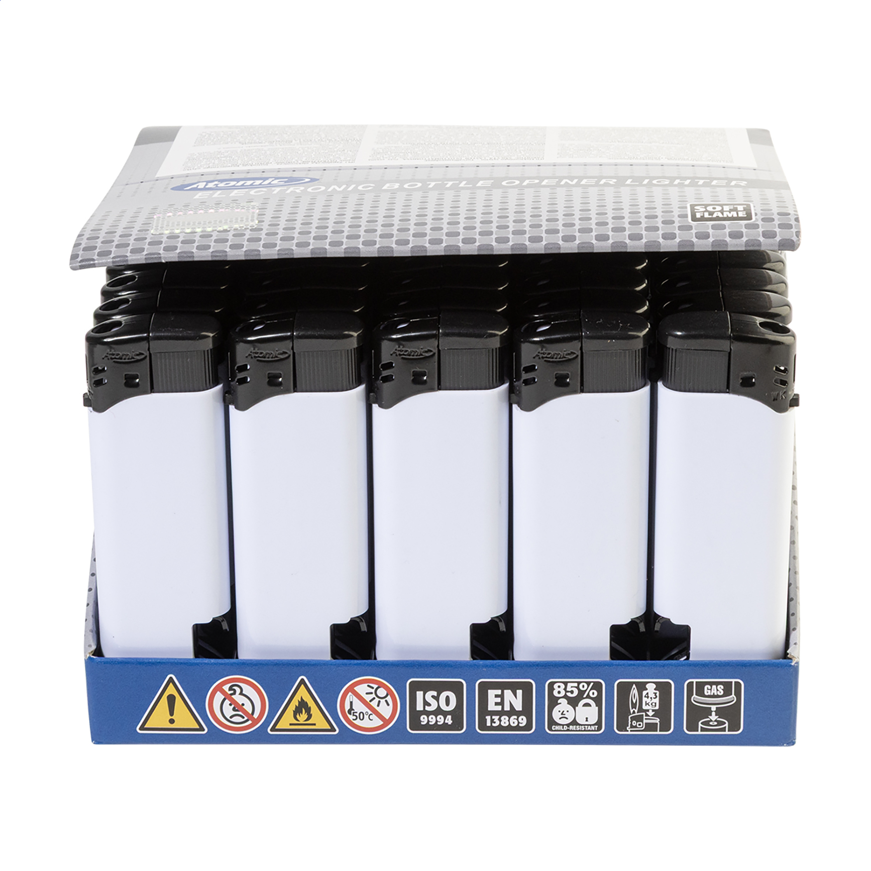 Accendino con apribottiglie – Ricaricabile | Plastica | Sicurezza bambini | Compatto