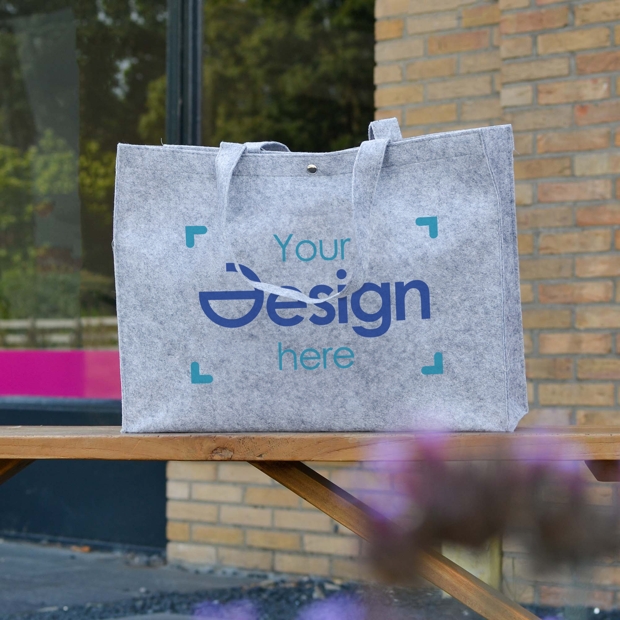 Sac shopper en feutre | Gris ou noir | 45 x 33 x 14 cm | Anses longues