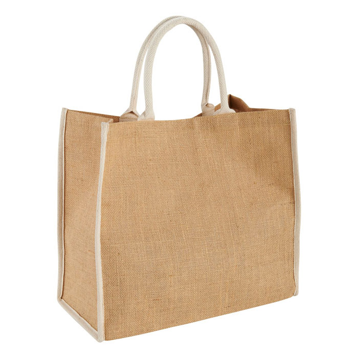 Borsa in juta | Grande | Con chiusura in velcro | 40 x 18 x 35 cm | Stampa 1 colore