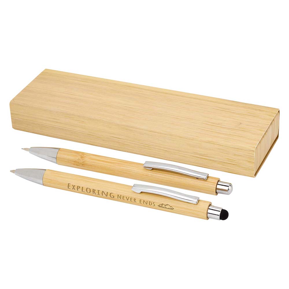 Set d'écriture – Bambou | Stylo & porte-mine | Certifié FSC® | Boîte cadeau
