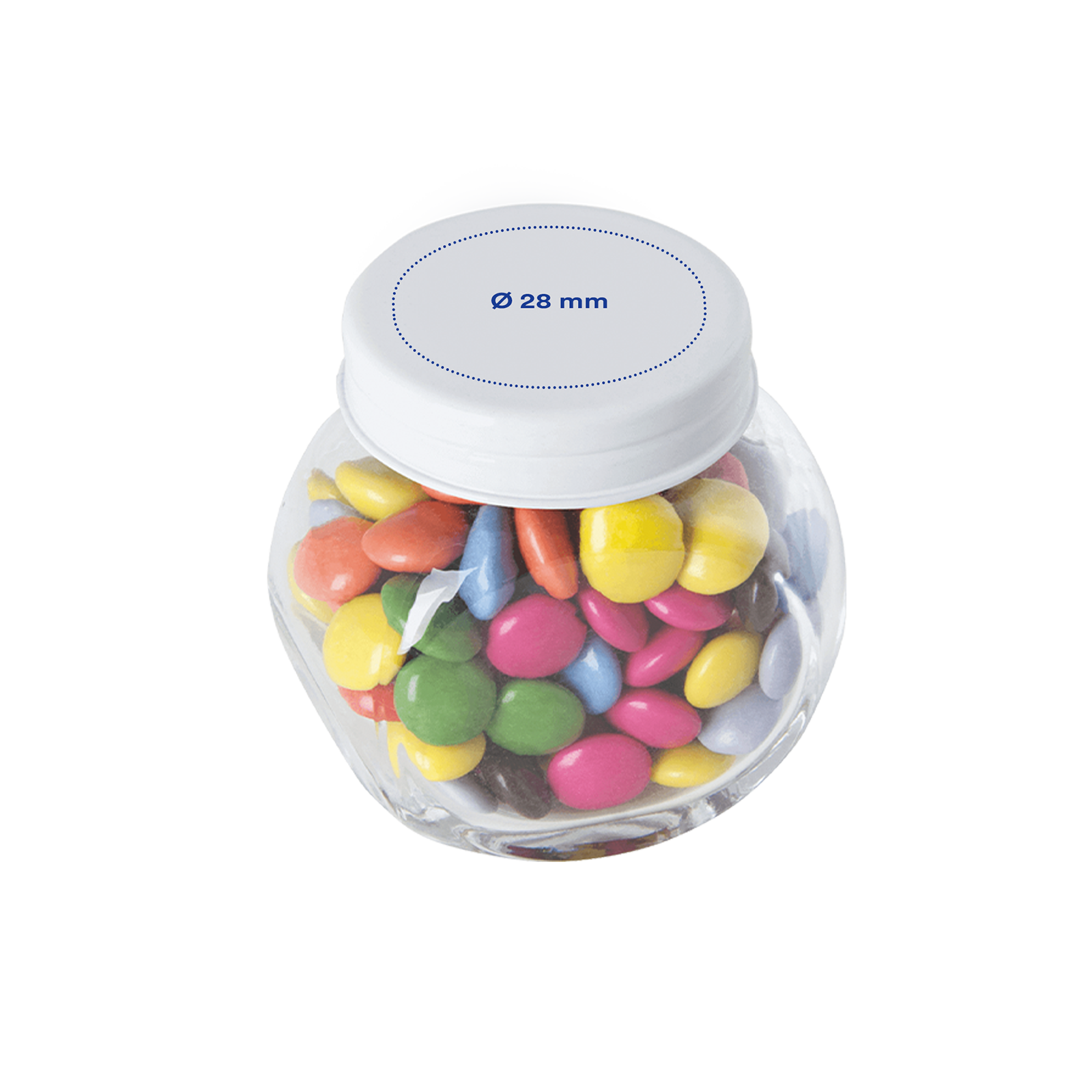 Snoeppot mini - Chocolade | 30 gr. | Gekleurd deksel