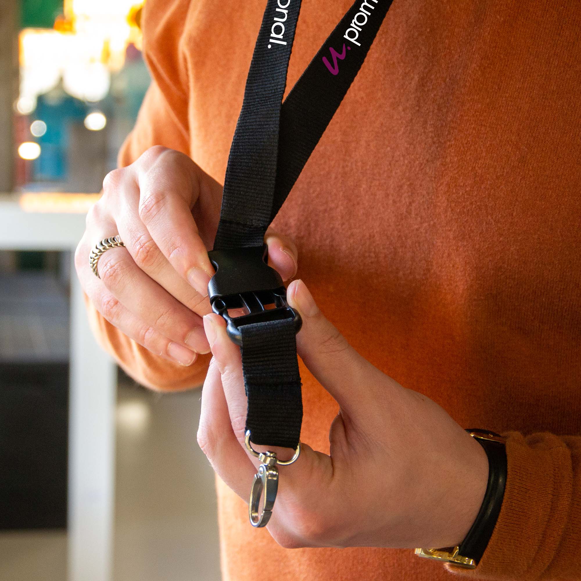 Keycord Bas - 24 mm | Met haak, buckle & veiligheidssluiting | Budget