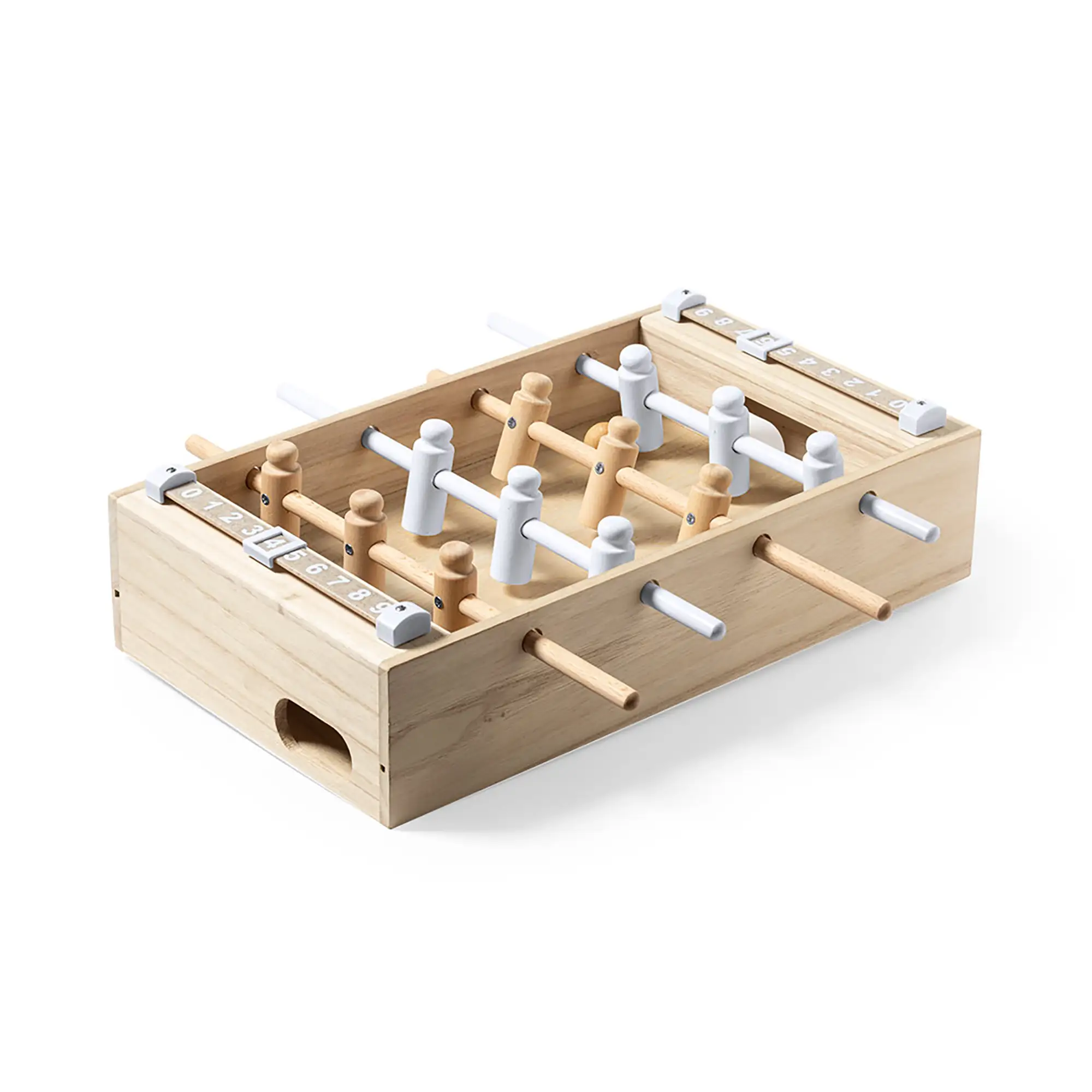 Mini Tischfußball – Holz | Teile aus Weizenstroh | 2 Bälle | Zählanzeige | Kompakt