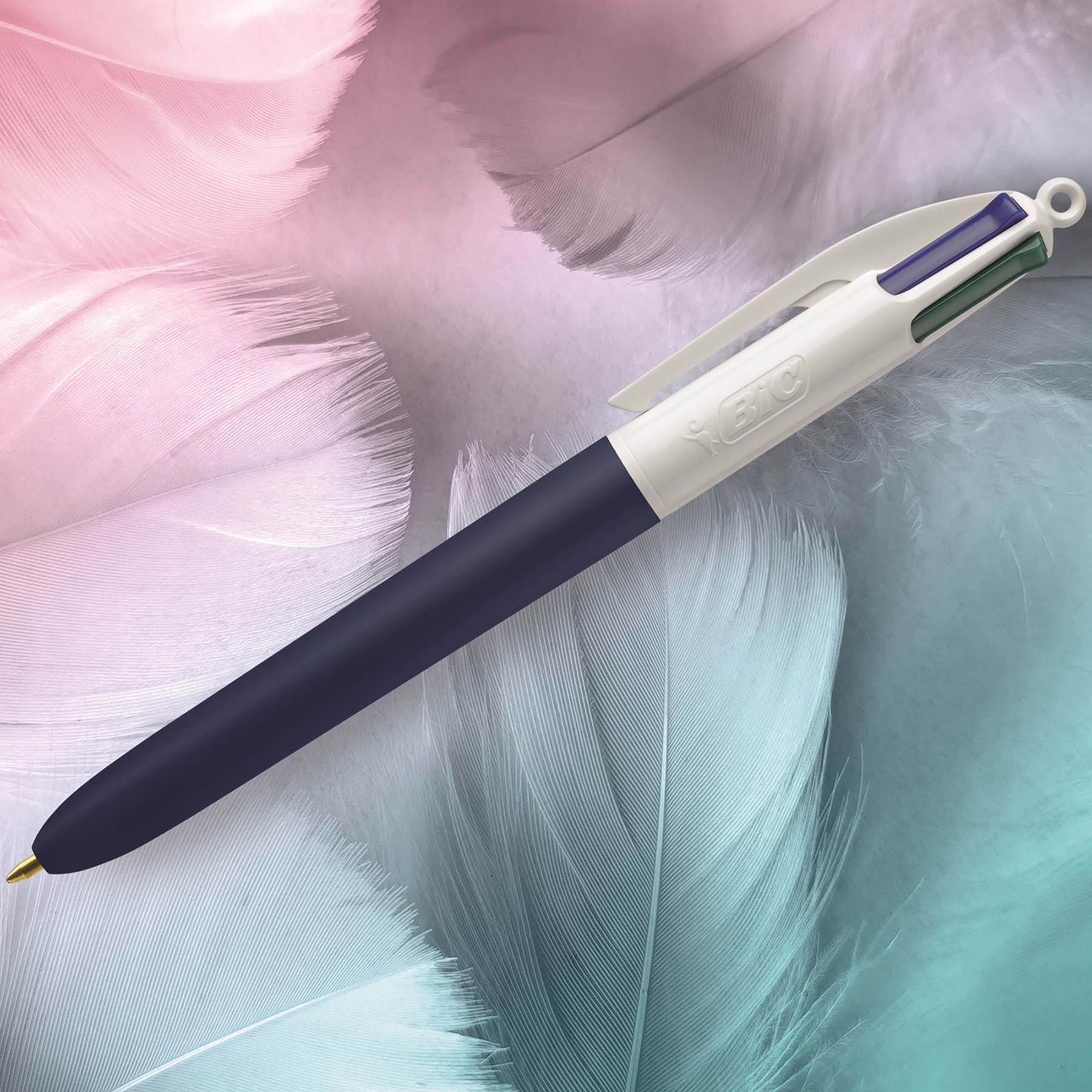Balpen BIC - 4 kleuren | Gekleurd | Softtouch