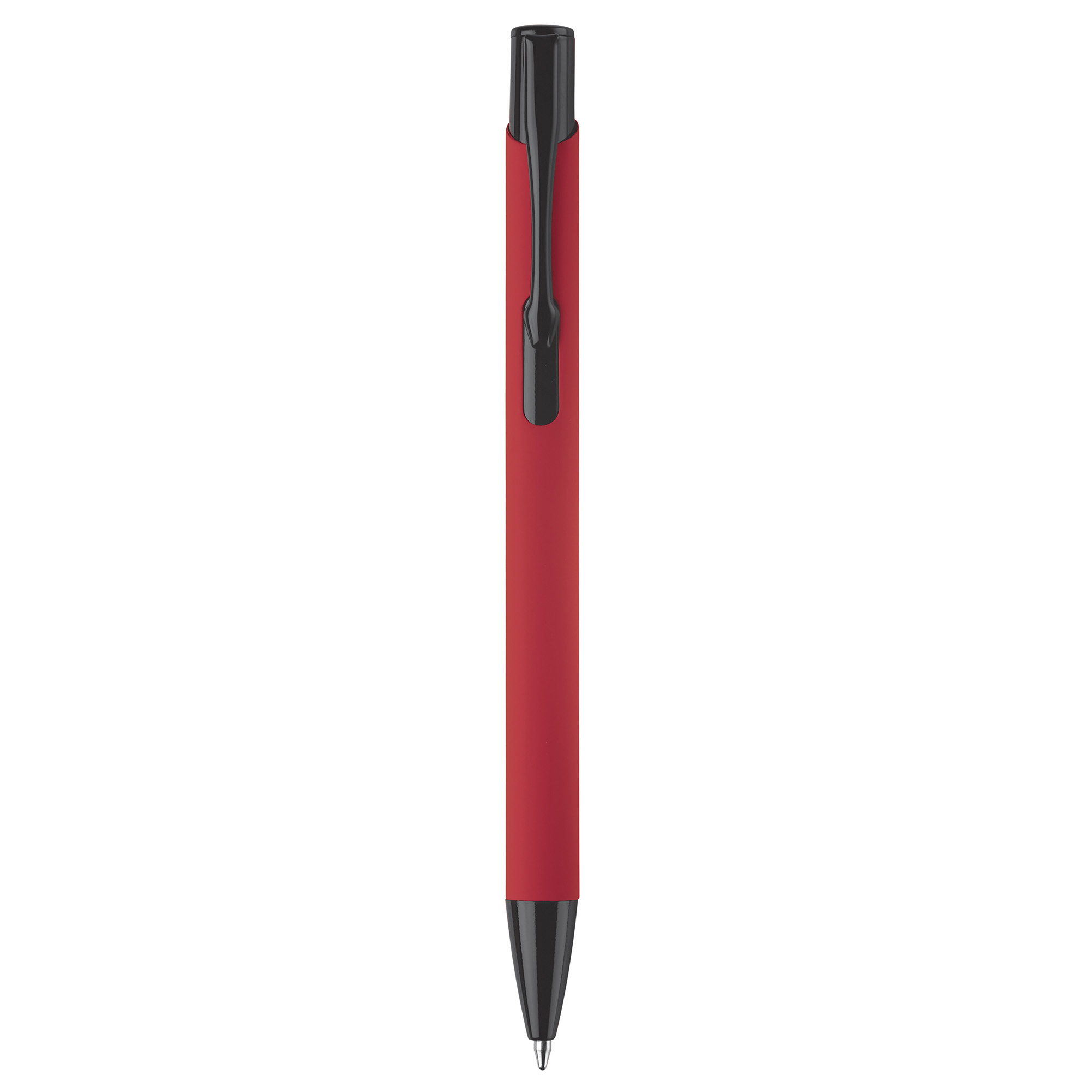 Rubberised metalen balpen – Soft-touch | Matte afwerking | Blauw schrijvend