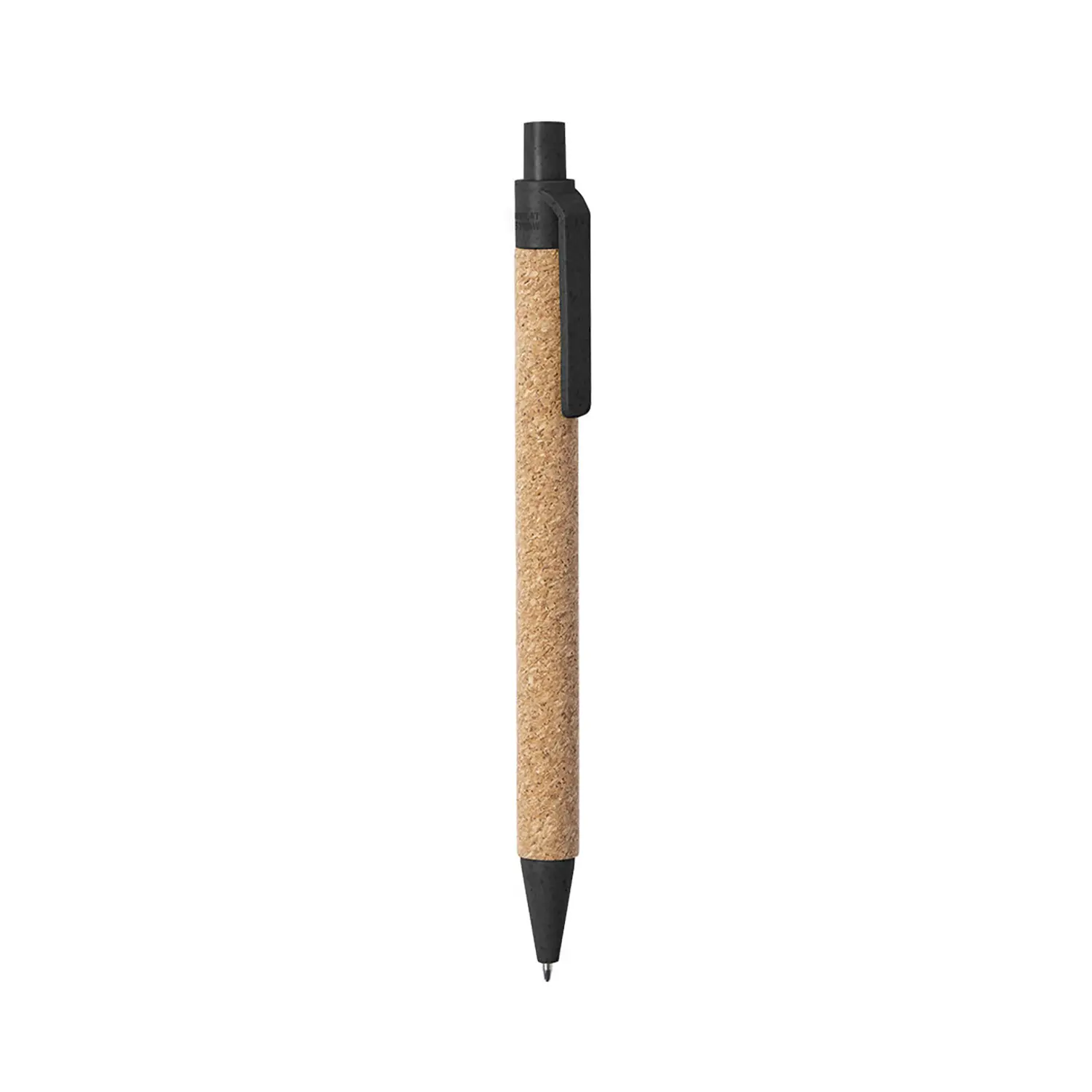 Stylo bille – Liège naturel | Détails en paille de blé | Bouton-poussoir | Encre bleue