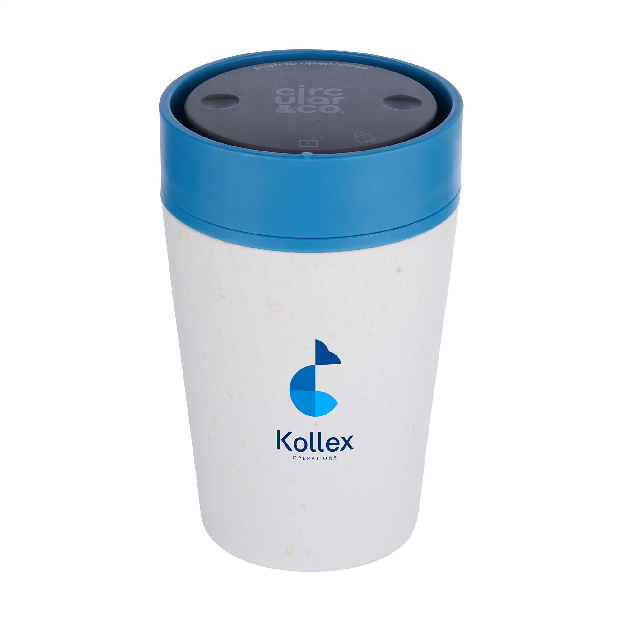 Mug Circular&Co® Blanc - 227 ml | Recyclé | Blanc avec couvercle coloré