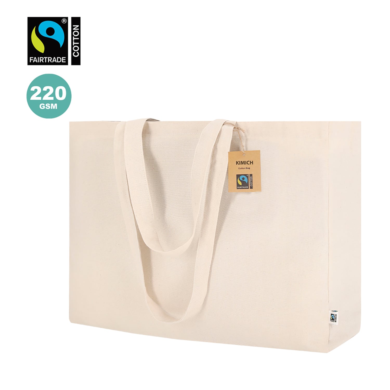 Fairtrade Baumwolltasche – 220 g/m² | Verstärkt | Geräumig