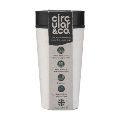 Circular&Co® Mok Wit - 340 ml | Gerecycled | Wit + gekleurd deksel