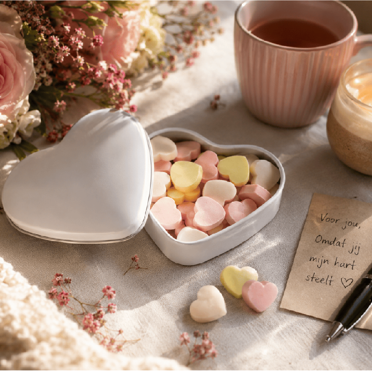 Boîte à bonbons en forme de cœur – Bonbons en forme de cœur | Métal | 24 g | Fabriqué en Europe