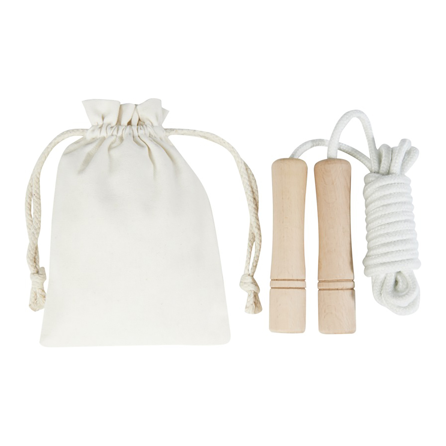 Corde à sauter en bois – Corde coton | Prise en main confortable | Pochette incluse | Fitness