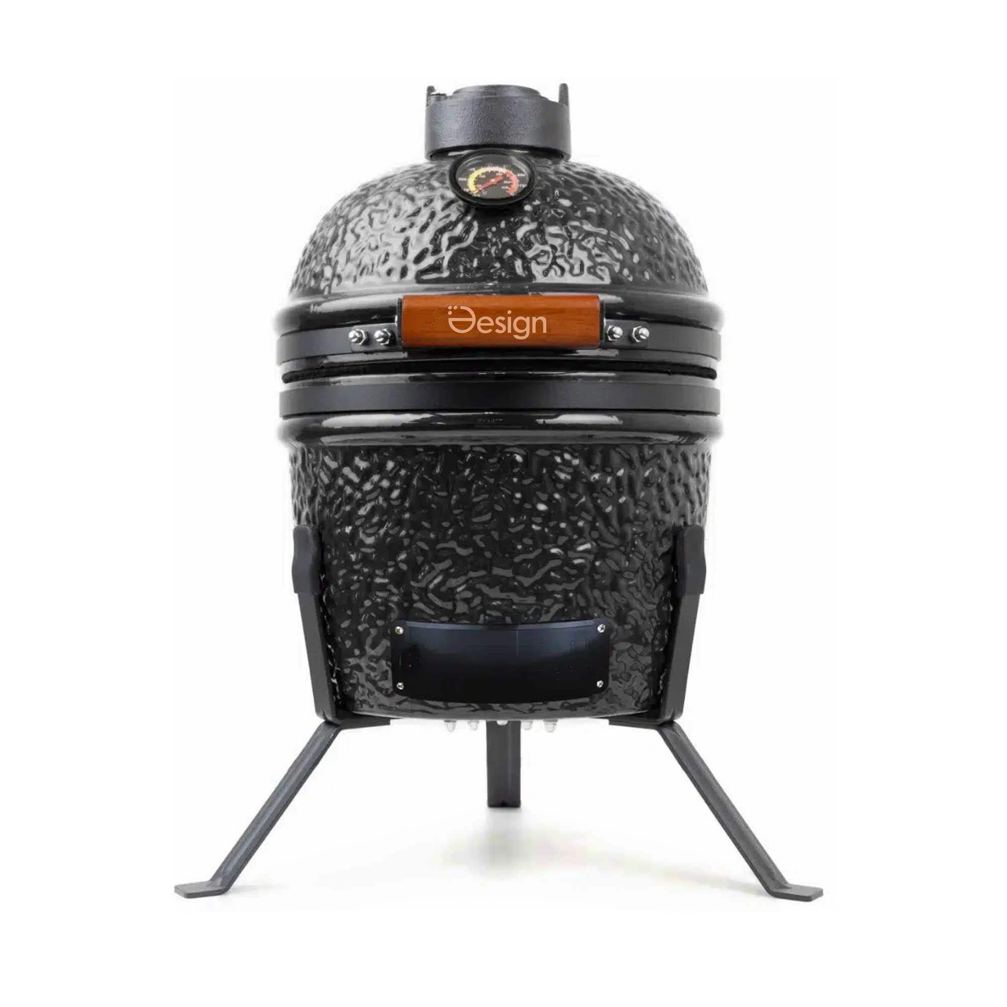 Schwarzer Keramik-Kamado-Grill – 13 Zoll | Kompakt | Mit Gravurgriff | Integriertes Thermometer