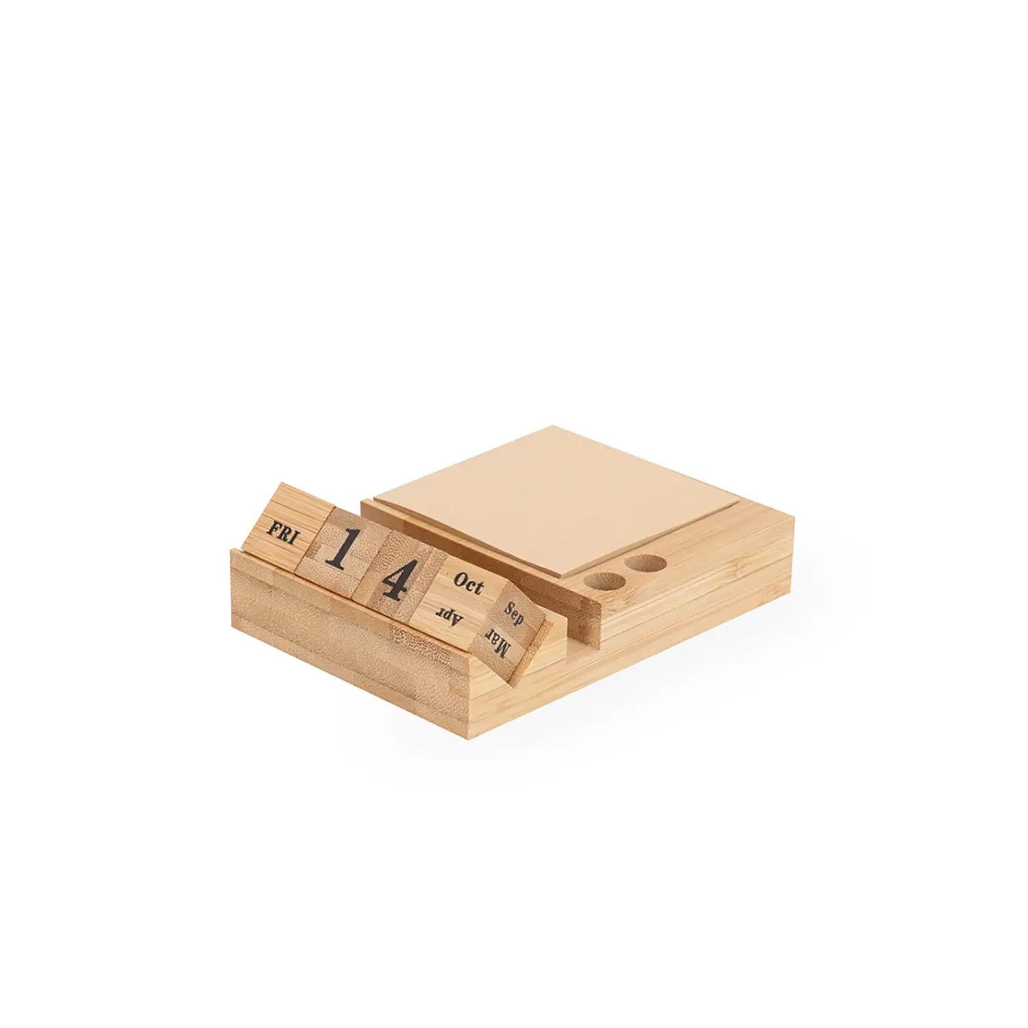 Porte-notes calendrier en bambou – Notes adhésives | Calendrier perpétuel | Format bureau