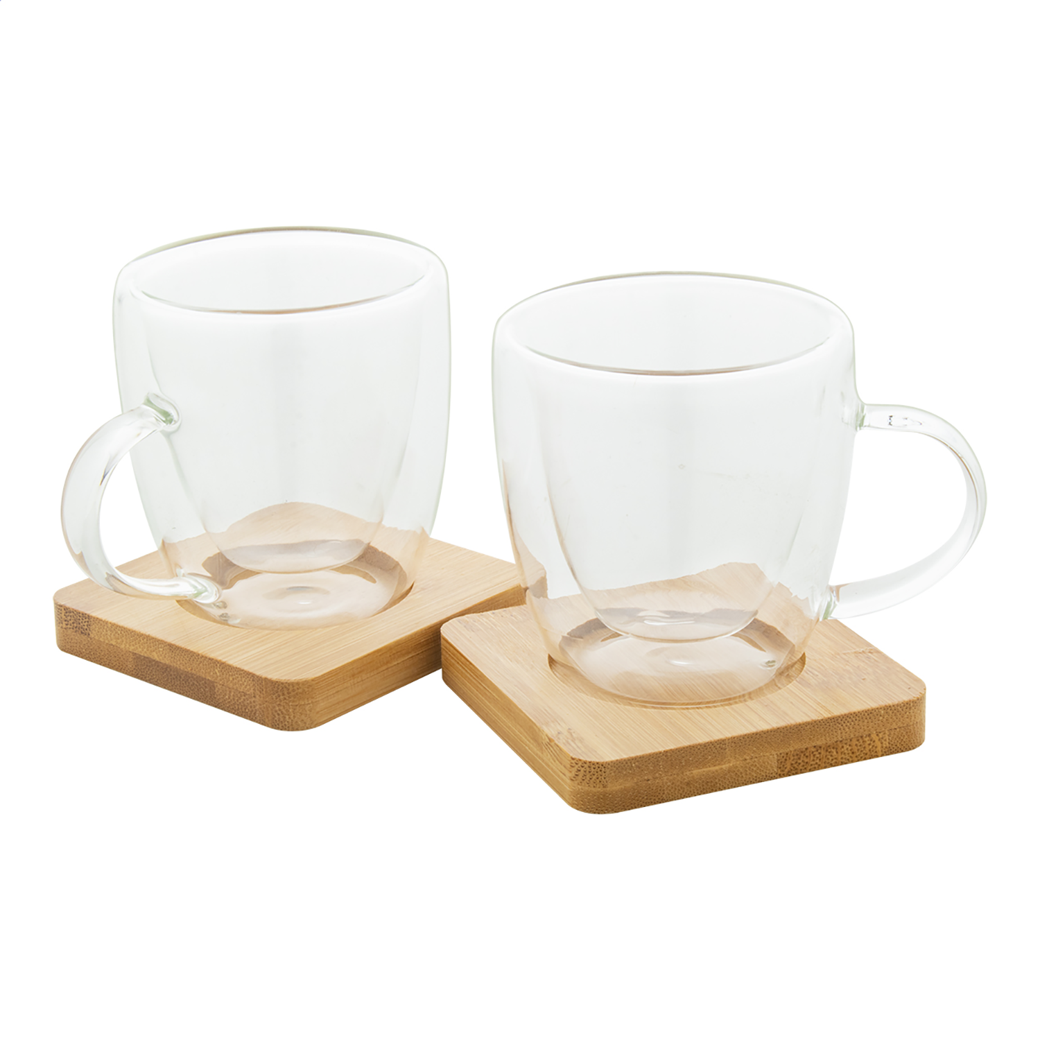 Set de tasses à expresso – Double paroi | Sous-tasses en bambou | Lot de 2