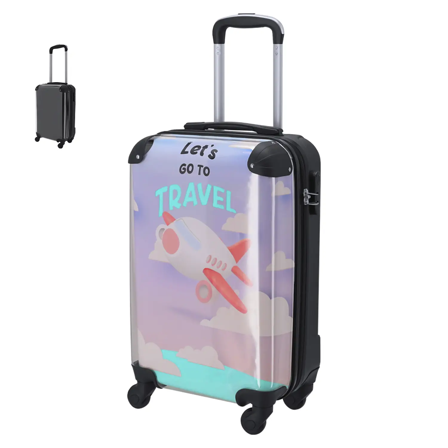Trolley Jabes – Personaliseerbaar | Transparante voorzijde | 4 wielen | Veiligheidsslot