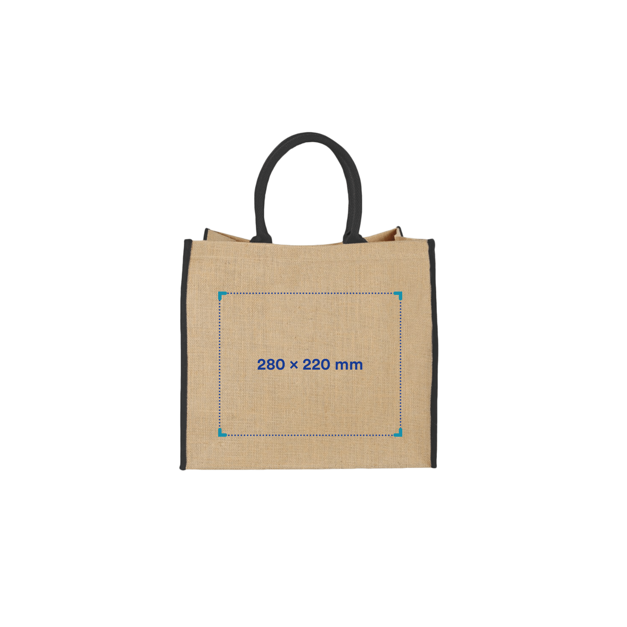 Borsa in juta | Grande | Con chiusura in velcro | 40 x 18 x 35 cm | Stampa 1 colore
